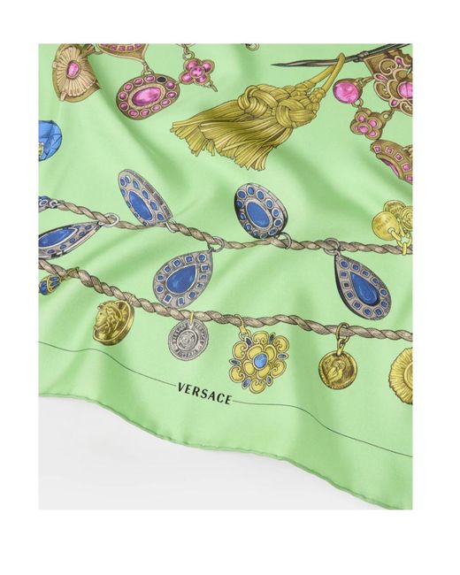 Versace Green Pattern Printed Twill Scarf for men