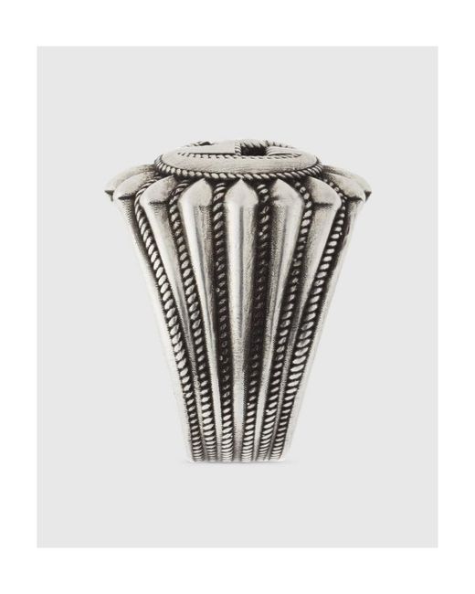 Gucci Gray Interlocking G Engraved Ring