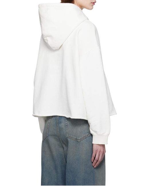MM6 by Maison Margiela White Logo-Printed Drop Shoulder Hoodie
