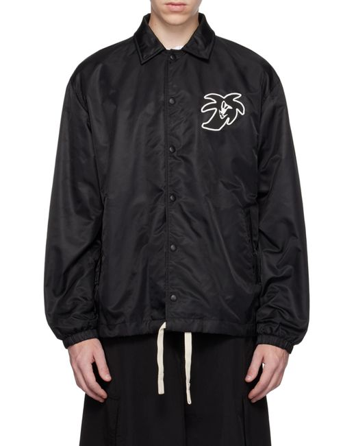 Palm Angels Black Logo Printed Coat for men