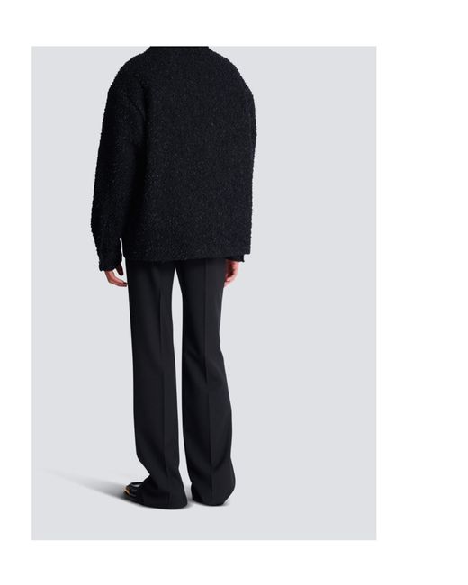 Balmain Blue Monogram Tweed Overshirt for men