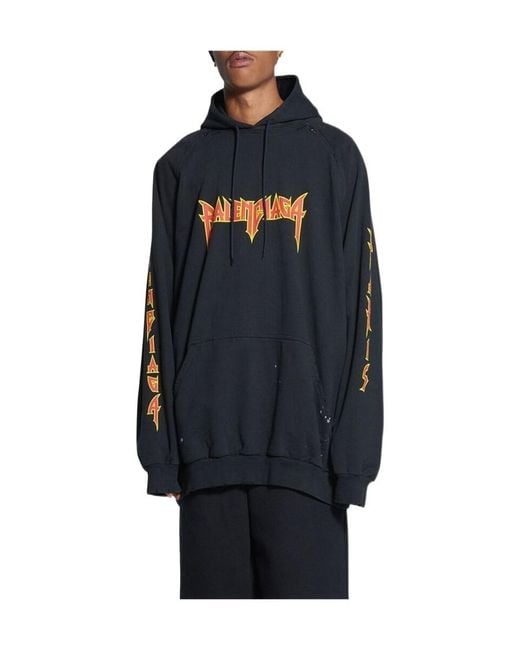 Balenciaga Blue Felpa Con Cappuccio Metal Hoodie Oversized Da Uomo for men
