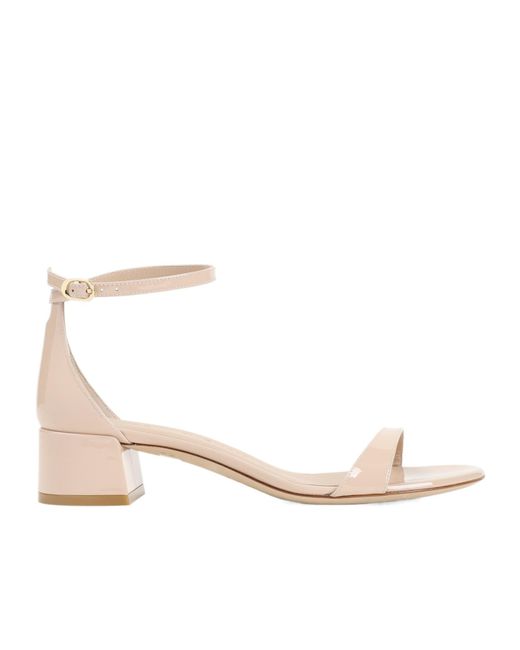 Stuart Weitzman Natural Round Toe High Heel Sandals