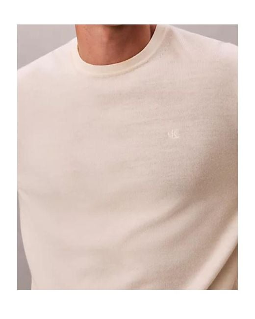 Calvin Klein White Merino Wool Classic Jumper for men