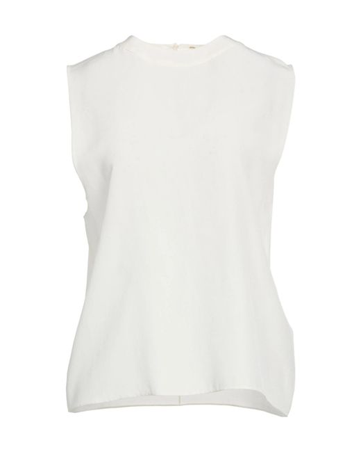 Saint Laurent White Solid Color Sleeveless Top