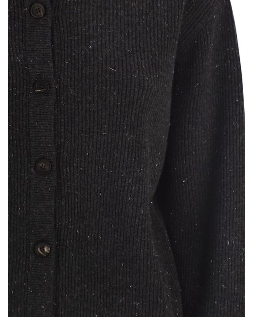 Peserico Black Button-Up High Neck Cardigan