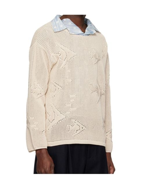 Bode White Patterned Knit Top for men
