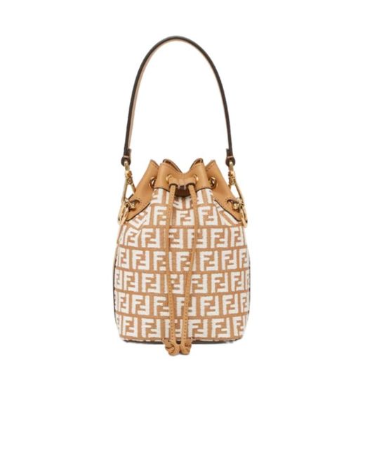 Fendi White Mon Tresor Drawstring Bucket Bag