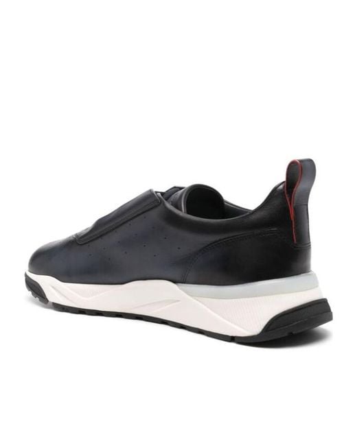 Santoni Gray Leather Sneakers for men