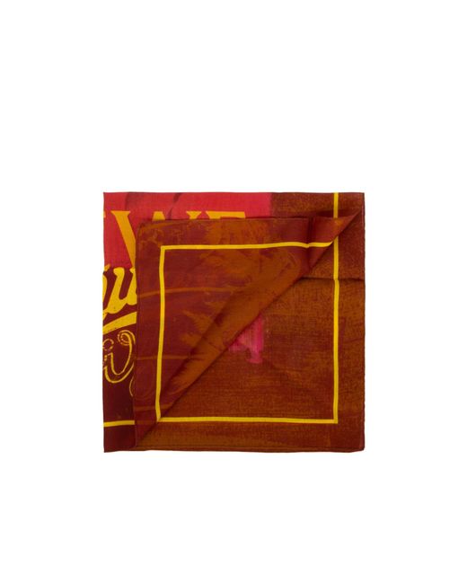 Loewe Red Logo Pattern Silk Scarf