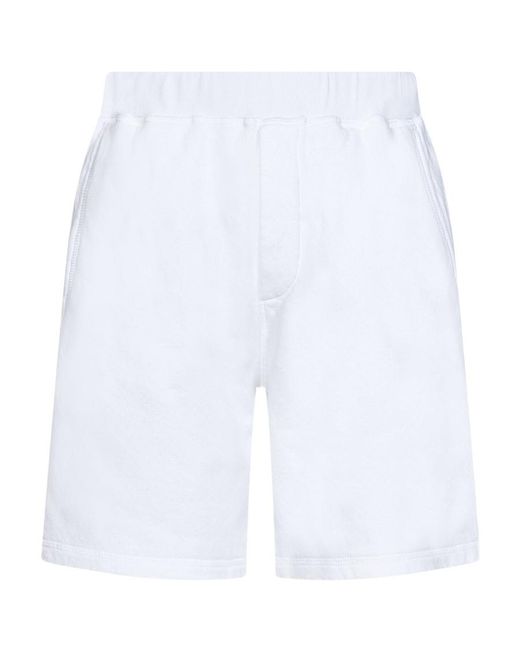 DSquared² White Logo-Print Cotton Shorts for men