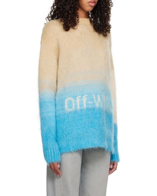 Off-White c/o Virgil Abloh Blue Helvetia Logo Intarsia-Knit Jumper
