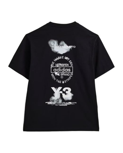 Y-3 Black Graphic Printed Short Sleeved T-Shirt for men
