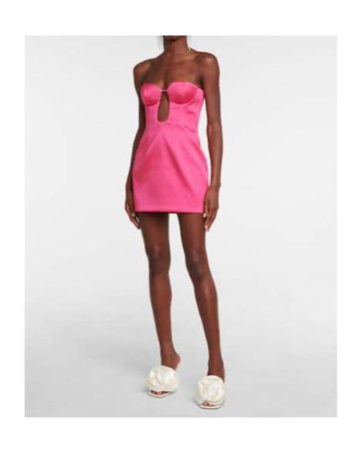 Magda Butrym Pink Strapless Cutout Satin Minidress