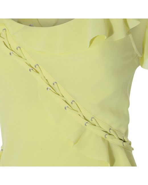 Acne Yellow Distressed Twill Dress