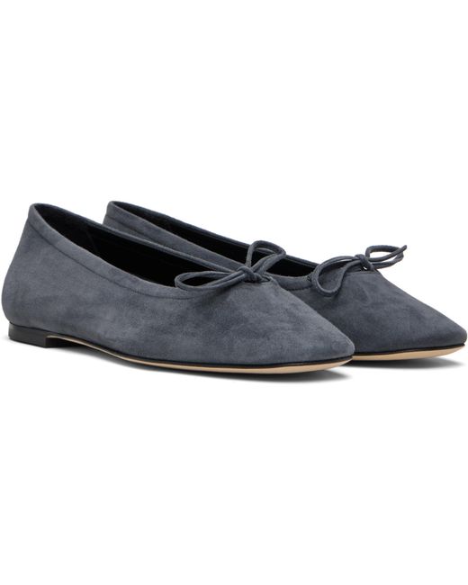 Aeyde Blue Bow-Detail Square-Toe Flats