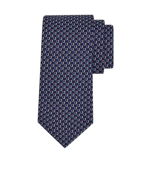 Ferragamo Blue Bicolor Gancini Jacquard Tie for men