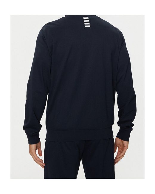 EA7 Blue Zip-Up High Neck Sweatshirt for men