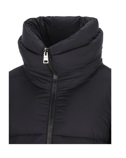 Herno Blue High Neck Zip-Up Coat