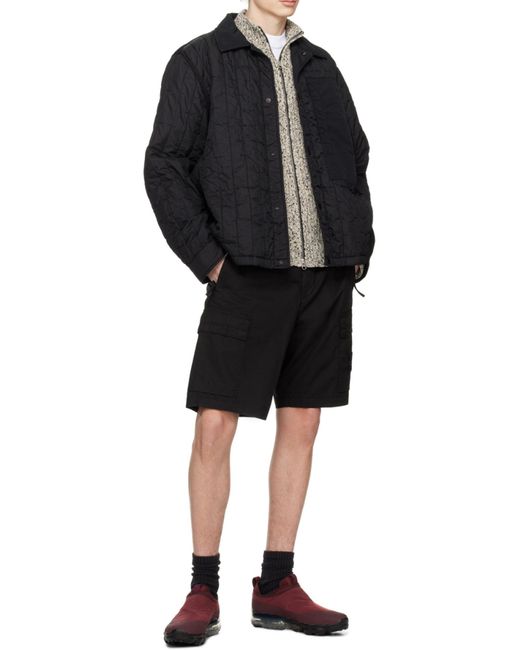 Stone Island Black Logo Patch Bermuda Shorts for men