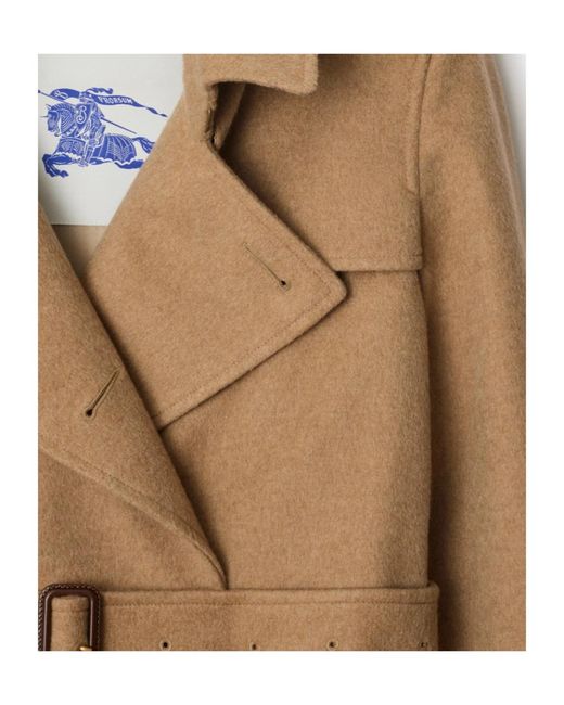 Burberry Natural Collared Buckled Button-Up Trench Coat