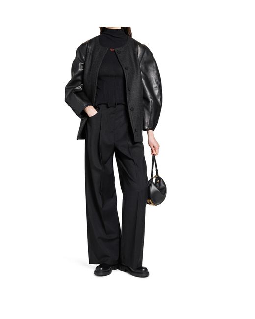Fendi Black Single-Breasted Crewneck Jacket