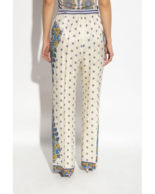 Etro White Dotted Straight Leg Trousers
