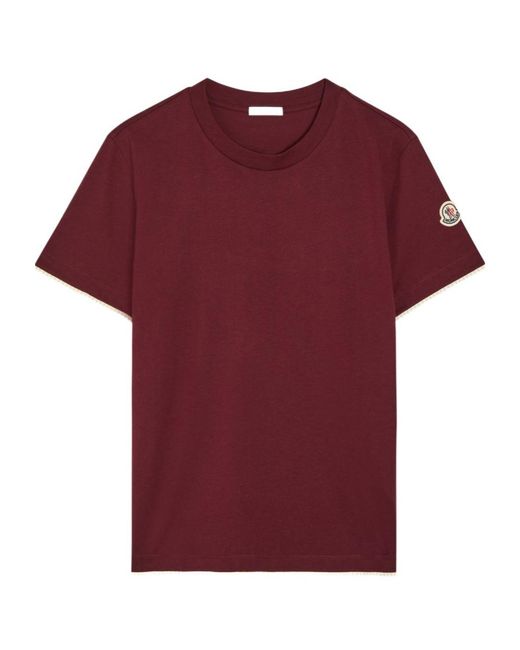 Moncler Red Ruffled Round Neck T-Shirt