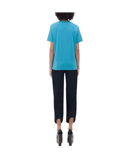 Bottega Veneta Blue Plain Knitted Cotton T-Shirt