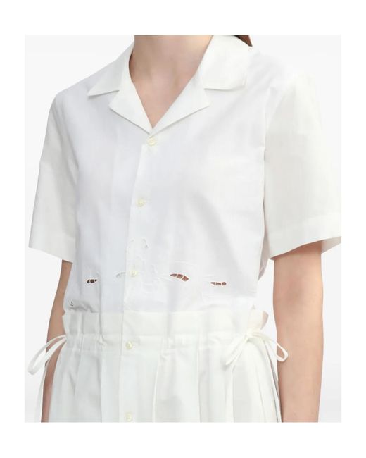 MARINE SERRE White Embroidered Cotton Midi Dress