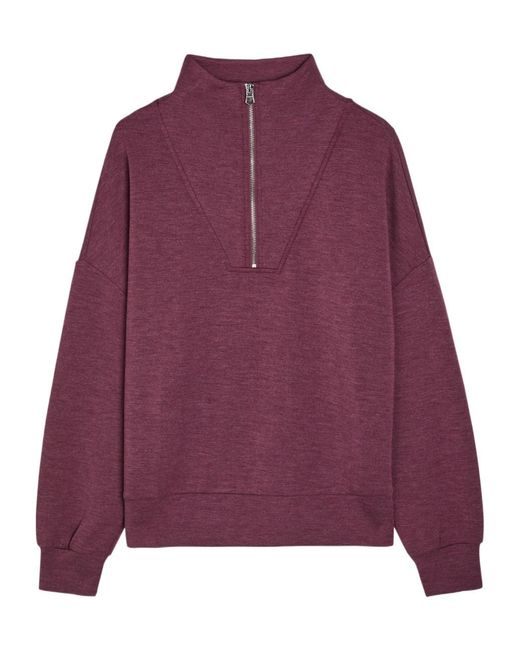 Varley Purple Hawley Half-Zip Stretch-Jersey Sweatshirt