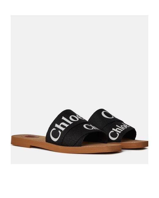 Chloé Brown Logo Slippers