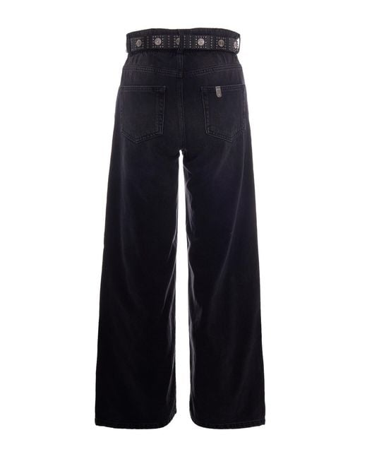 Liu Jo Blue Belted Wide Leg Jeans