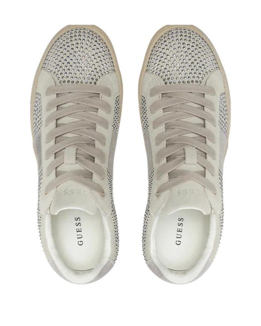 Guess Gray Crystal-Embellished Sneakers