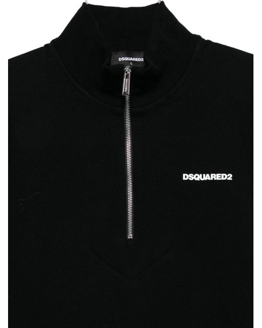 DSquared² Black Half-Zip Cotton Sweatshirt for men