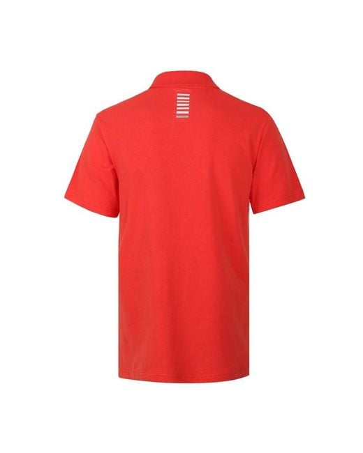 EA7 Red Logo Lapel Polo Shirt for men