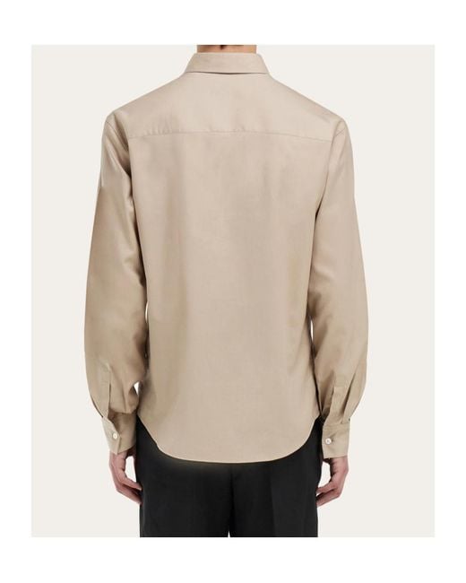 Ferragamo Natural Ferragamo Monogram Long Sleeved Shirt for men