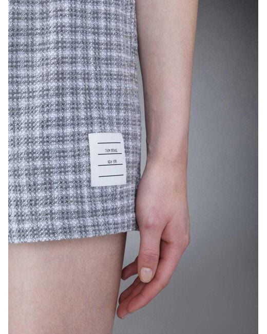 Thom Browne Blue Checked Tweed Drawstring Shorts