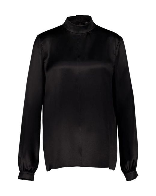 Tom Ford Black Long Sleeved Satin Top