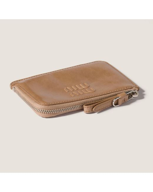 Miu Miu Brown Leather Card Holder