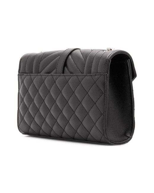 Saint Laurent Black Envelope Matelassé Small Crossbody Bag
