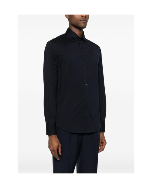Brunello Cucinelli Blue Spread-Collared Buttoned Shirt for men