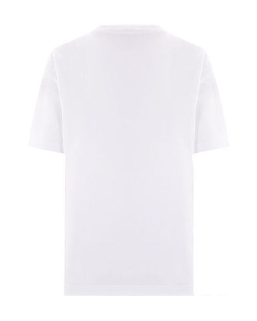 Miu Miu White Logo-Beaded Crewneck T-Shirt
