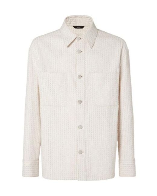 Fendi White Single-Breasted Stitch Detailed Jacket for men