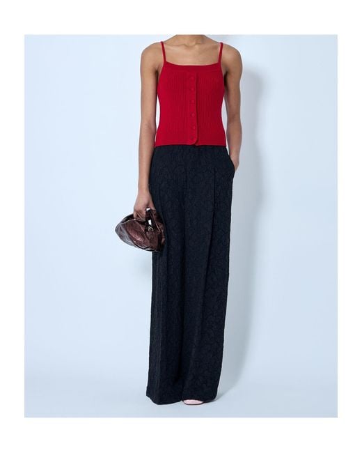 Dries Van Noten Red Buttoned Rib Tank Top