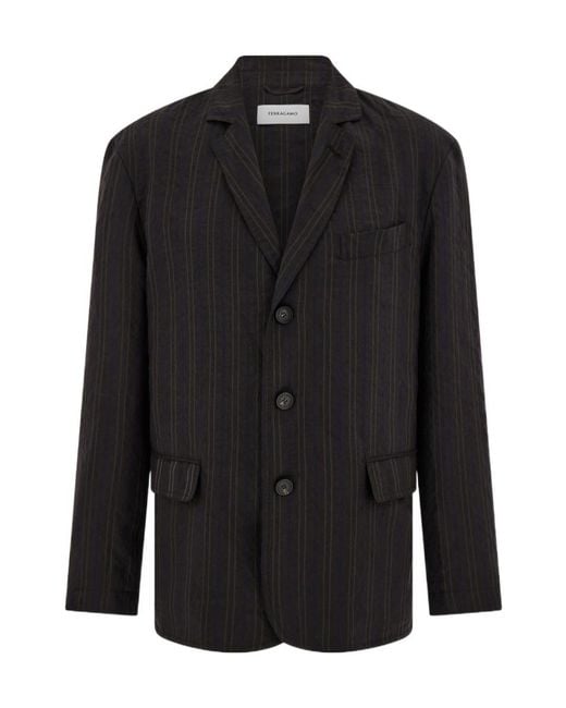 Ferragamo Black Single Breasted Blazer for men