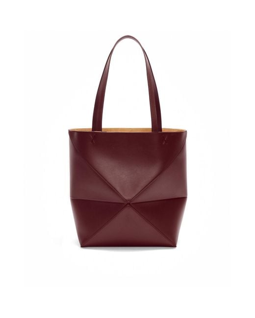 Loewe Red Puzzle Fold Tote Bag