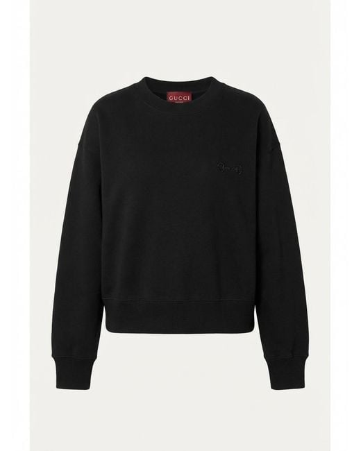 Gucci Black Horsebit Embroidered Crewneck Sweatshirt