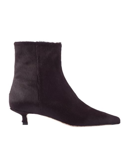Aeyde Brown Solid Color Calf Hair Ankle Boots