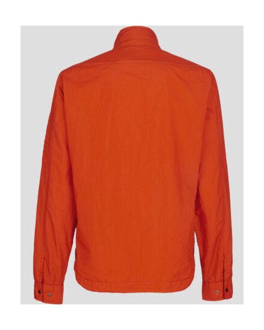 C P Company Orange Logo-Patch Funnel Neck Jacket for men
